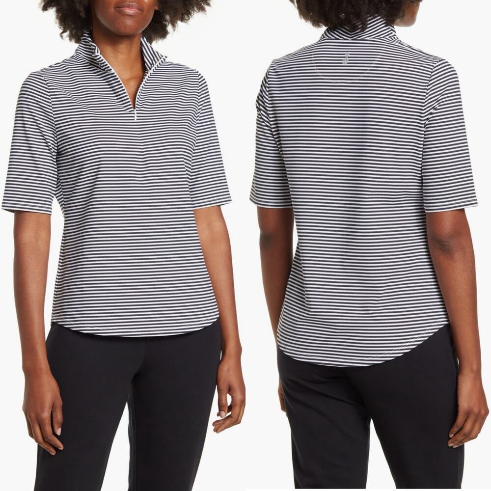 Tommy Bahama Aubrey Stripe Island Mock Neck Top in Black/White, XXS